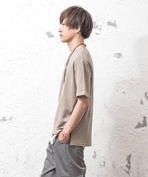 MinoriTY（マイノリティ）の「ワッフルボートネック半袖T（Tシャツ/カットソー・メンズ・オフホワイト/杢グレー/ブラック/ベージュ/ピンク/カーキ・L/M/XL）」の7枚目の写真