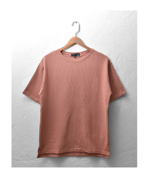 MinoriTY（マイノリティ）の「ワッフルボートネック半袖T（Tシャツ/カットソー・メンズ・オフホワイト/杢グレー/ブラック/ベージュ/ピンク/カーキ・L/M/XL）」の14枚目の写真