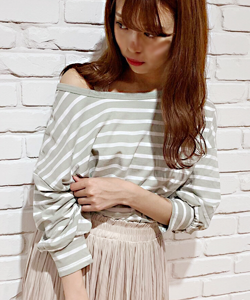 apres jour（アプレジュール）の「2WAYボリューム袖ボーダートップス【ZOZOTOWN限定アイテム】（Tシャツ/カットソー・レディース・ベージュ/サックスブルー/ライトグリーン/マスタード・フリー）」の16枚目の写真