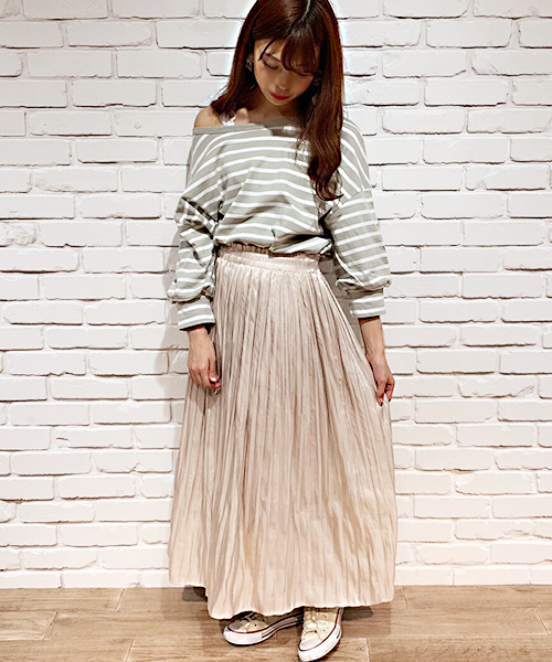 apres jour（アプレジュール）の「2WAYボリューム袖ボーダートップス【ZOZOTOWN限定アイテム】（Tシャツ/カットソー・レディース・ベージュ/サックスブルー/ライトグリーン/マスタード・フリー）」の20枚目の写真