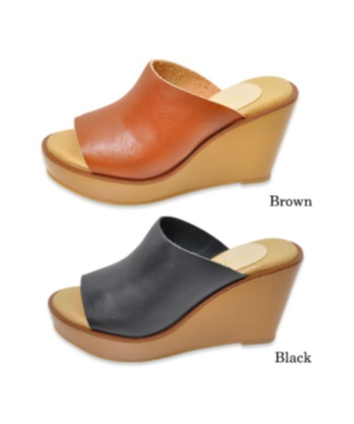 flower（フラワー）の「レザーウェッジサンダル2（サンダル・レディース・ブラック/ブラウン・38/37/36）」の7枚目の写真