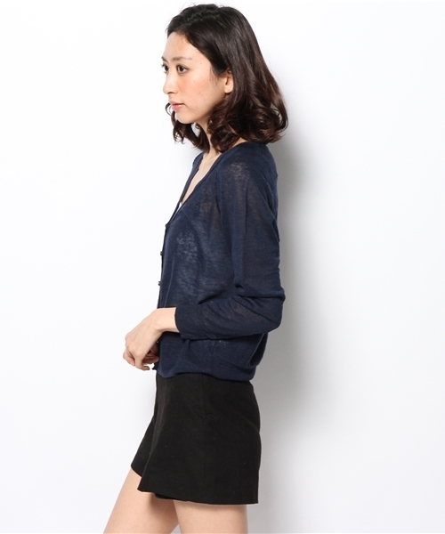 coen（コーエン）の「フレンチリネンＶネックカーディガン（カーディガン/ボレロ・レディース・ベージュ/ホワイト/ライム/ネイビー/レッド/コバルトブルー・MEDIUM/LARGE）」の7枚目の写真