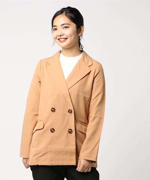 STYLEBLOCK（スタイルブロック）の「とろみ素材ダブルテーラードジャケット（テーラードジャケット・レディース・キャメル/レッド系その他/ブラウン/カーキ・M）」の8枚目の写真