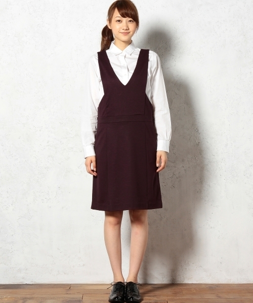 green label relaxing(グリーンレーベルリラクシング)の「GT ツイルポンチ ジャンパースカート ◆(ワンピース・レディース・グレー/ワインレッド・36/38)」の3枚目の写真