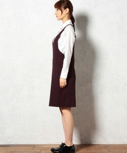 green label relaxing(グリーンレーベルリラクシング)の「GT ツイルポンチ ジャンパースカート ◆(ワンピース・レディース・グレー/ワインレッド・36/38)」の4枚目の写真