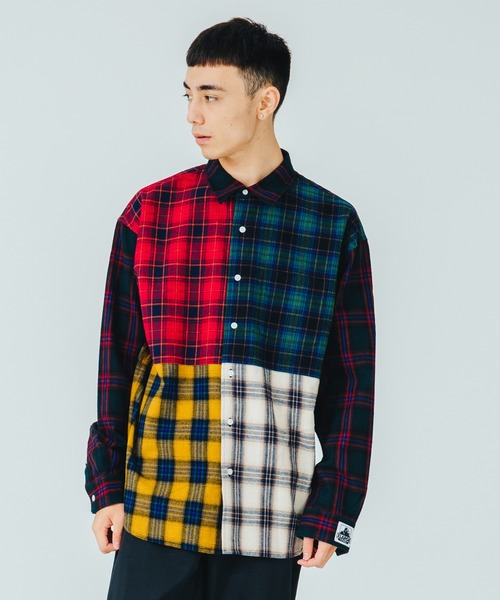 XLARGE（エクストララージ）の「L/S PATCHWORK SHIRT（シャツ/ブラウス・メンズ・ホワイト/グリーン・SMALL/MEDIUM/LARGE/X-LARGE）」の3枚目の写真