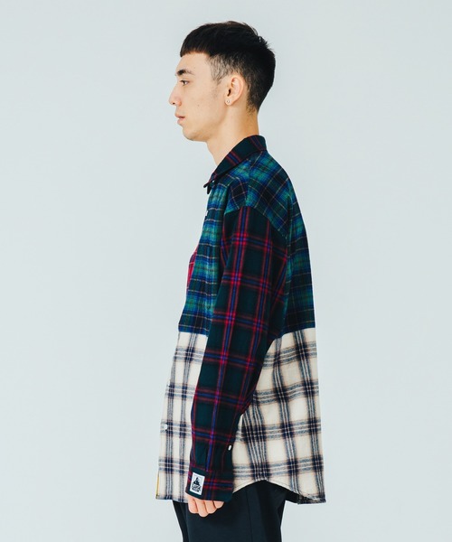 XLARGE（エクストララージ）の「L/S PATCHWORK SHIRT（シャツ/ブラウス・メンズ・ホワイト/グリーン・SMALL/MEDIUM/LARGE/X-LARGE）」の4枚目の写真
