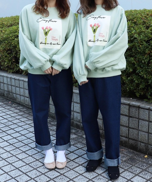 PairPair（ペアペア）の「フラワープリントスウェット（スウェット・レディース・ブルー/ライトグリーン/アイボリー/モカ/スモークピンク・FREE）」の20枚目の写真