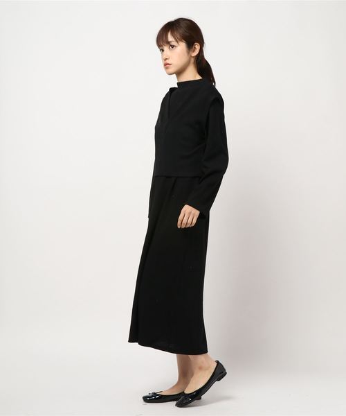 STYLEBLOCK（スタイルブロック）の「リブニットソーショートベストセット（ワンピース・レディース・アイボリー/ブラウン/ブラック/ブラウン系その他・M）」の5枚目の写真