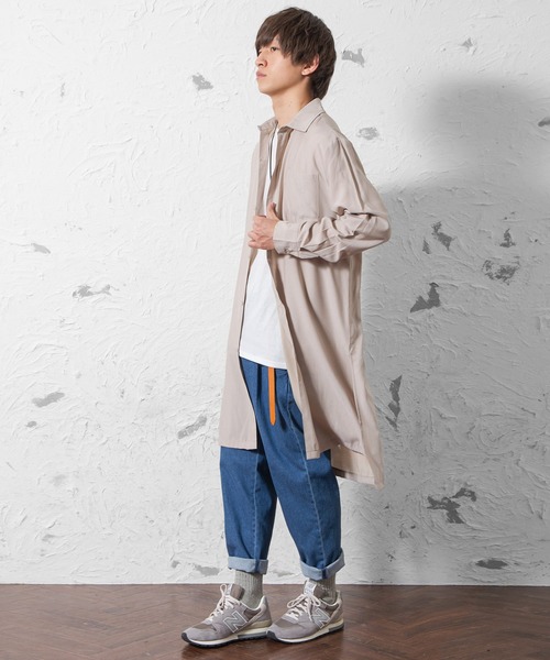 MinoriTY（マイノリティ）の「メンズ長袖サイドスリットロングシャツ（シャツ/ブラウス・メンズ・ベージュ/グレー/カーキ・M/L）」の5枚目の写真