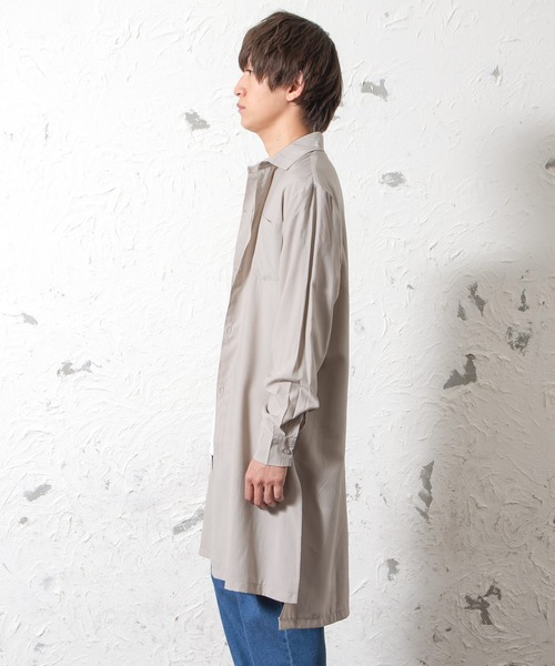 MinoriTY（マイノリティ）の「メンズ長袖サイドスリットロングシャツ（シャツ/ブラウス・メンズ・ベージュ/グレー/カーキ・M/L）」の7枚目の写真
