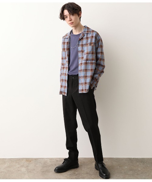 JUNRED（ジュンレッド）の「リラックスシルエットオープンカラーチェックシャツ（シャツ/ブラウス・メンズ・ホワイト/ブルー・S/M/L）」の5枚目の写真