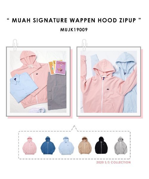 muahmuah(ムーアムーア)の「ワッペンロゴラインジップアップパーカー/ZIP UPフーディー(パーカー・レディース・ライトブルー/ブラック/ベージュ/グレー/ピンク/ブルー・FREE)」の14枚目の写真