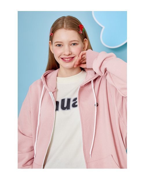 muahmuah(ムーアムーア)の「ワッペンロゴラインジップアップパーカー/ZIP UPフーディー(パーカー・レディース・ライトブルー/ブラック/ベージュ/グレー/ピンク/ブルー・FREE)」の22枚目の写真