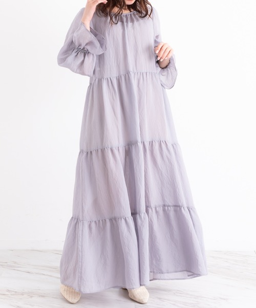 VANNIE U(ヴァニーユー)の「ふんわりティアードワンピース(ワンピース・レディース・ベージュ/ラベンダー・FREE)」の19枚目の写真