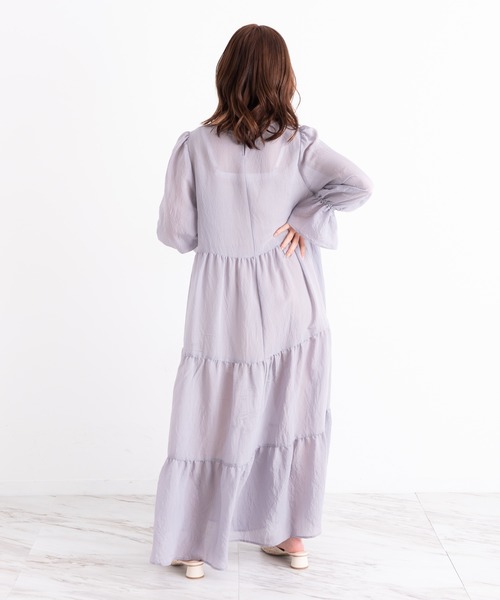 VANNIE U(ヴァニーユー)の「ふんわりティアードワンピース(ワンピース・レディース・ベージュ/ラベンダー・FREE)」の6枚目の写真