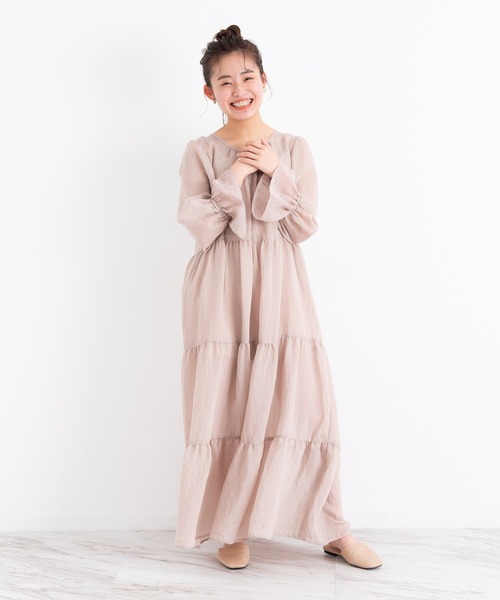 VANNIE U(ヴァニーユー)の「ふんわりティアードワンピース(ワンピース・レディース・ベージュ/ラベンダー・FREE)」の8枚目の写真