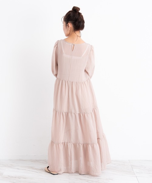 VANNIE U(ヴァニーユー)の「ふんわりティアードワンピース(ワンピース・レディース・ベージュ/ラベンダー・FREE)」の13枚目の写真