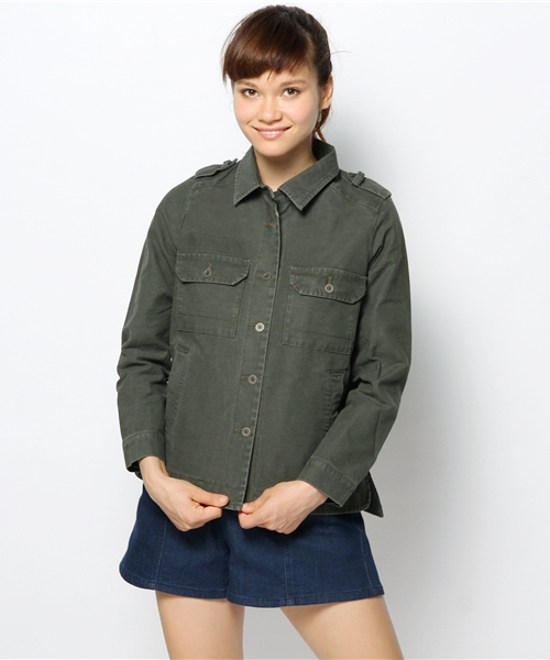 CIAOPANIC(チャオパニック)の「【Ciaopanic】バックサテンワークSH(ミリタリージャケット・レディース・カーキ/チャコールグレー・FREE)」の1枚目の写真