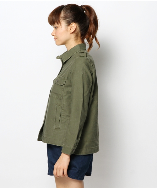 CIAOPANIC(チャオパニック)の「【Ciaopanic】バックサテンワークSH(ミリタリージャケット・レディース・カーキ/チャコールグレー・FREE)」の4枚目の写真