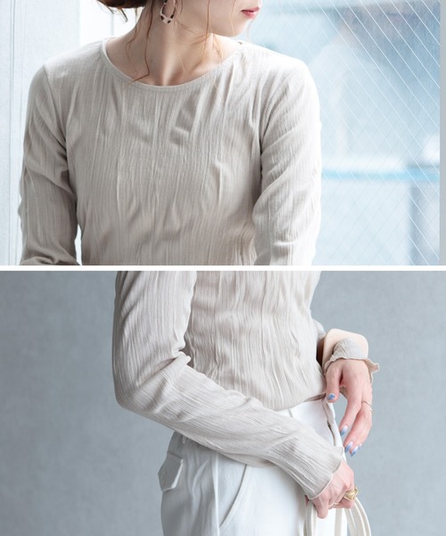 reca(レカ)の「ワッシャー加工長袖カットソー(Tシャツ/カットソー・レディース・ブラック/ベージュ/オフホワイト・FREE)」の17枚目の写真