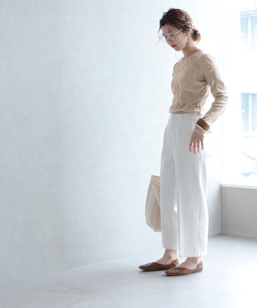 reca(レカ)の「ワッシャー加工長袖カットソー(Tシャツ/カットソー・レディース・ブラック/ベージュ/オフホワイト・FREE)」の6枚目の写真