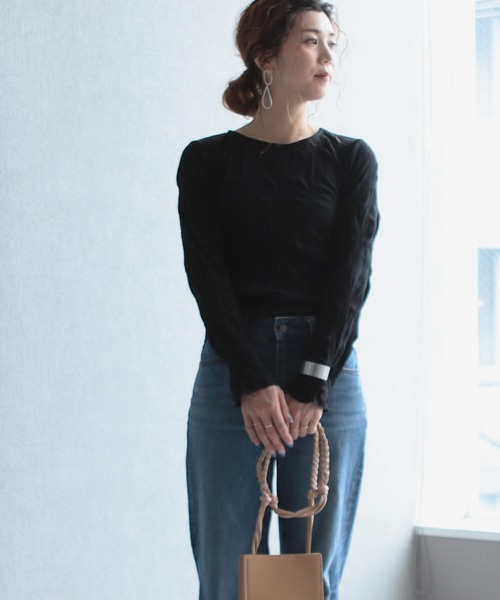 reca(レカ)の「ワッシャー加工長袖カットソー(Tシャツ/カットソー・レディース・ブラック/ベージュ/オフホワイト・FREE)」の11枚目の写真