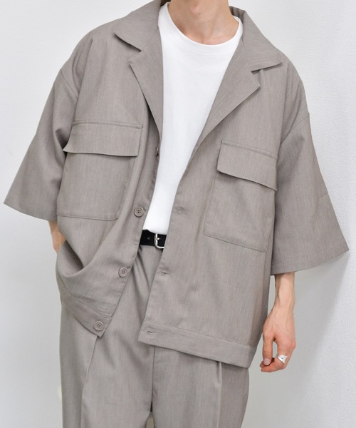 kutir（クティール）の「CPOシャツ　セットアップ着用可能（シャツ/ブラウス・メンズ・ライトブルー/パープル/ライトベージュ/レンガ・MEDIUM/LARGE）」の2枚目の写真