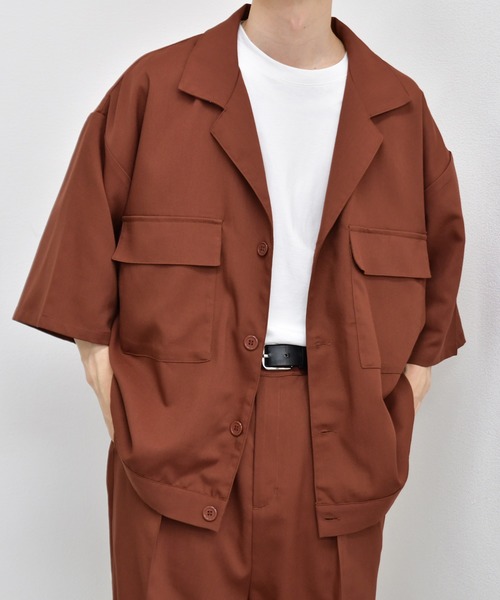 kutir（クティール）の「CPOシャツ　セットアップ着用可能（シャツ/ブラウス・メンズ・ライトブルー/パープル/ライトベージュ/レンガ・MEDIUM/LARGE）」の4枚目の写真