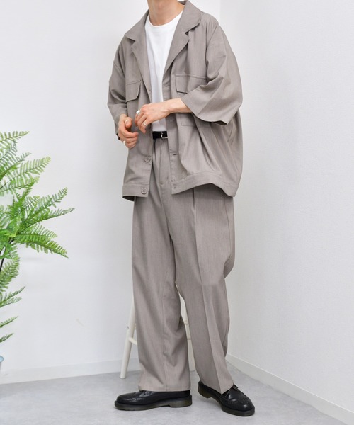 kutir（クティール）の「CPOシャツ　セットアップ着用可能（シャツ/ブラウス・メンズ・ライトブルー/パープル/ライトベージュ/レンガ・MEDIUM/LARGE）」の5枚目の写真