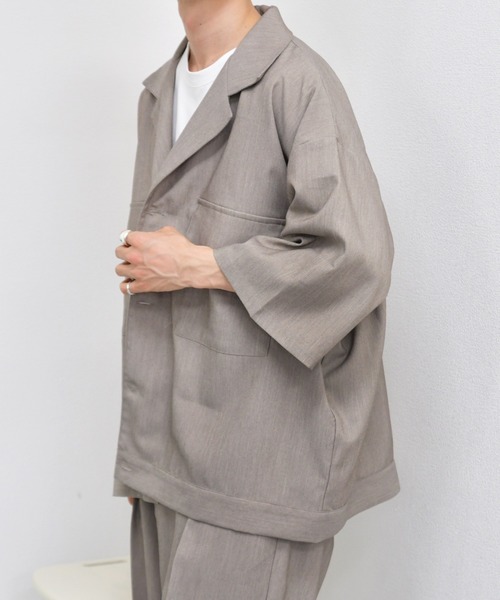 kutir（クティール）の「CPOシャツ　セットアップ着用可能（シャツ/ブラウス・メンズ・ライトブルー/パープル/ライトベージュ/レンガ・MEDIUM/LARGE）」の9枚目の写真