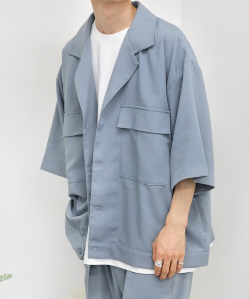 kutir（クティール）の「CPOシャツ　セットアップ着用可能（シャツ/ブラウス・メンズ・ライトブルー/パープル/ライトベージュ/レンガ・MEDIUM/LARGE）」の19枚目の写真