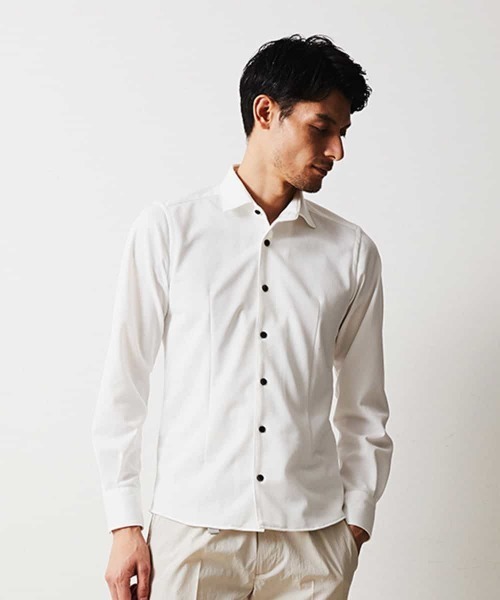 MICHEL KLEIN HOMME (ミッシェルクランオム)の「シャツ(ロジェ)(シャツ/ブラウス・メンズ・ホワイト/ブラック/パープル/ワインレッド・MEDIUM/LARGE/X-LARGE)」の1枚目の写真