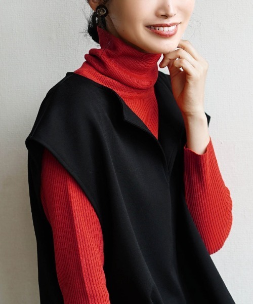 zootie（ズーティー）の「チクチクしない リブニット［タートルネック］（ニット/セーター・レディース・ブラック/ミント/アイボリー/杢グレー/ベージュ系その他/ダークオリーブ/ブラウン系その他/マスタード/ラベンダー/ブルー/ブラウン系その他2/チャコールグレー/グリーン/ターコイズブルー/ベージュ系その他2/レッド/ケリーグリーン/フューシャピンク/ライトピンク/イエロー・L/M/LL）」の20枚目の写真