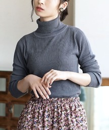 チクチクしない リブニット［タートルネック］