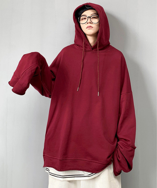 neos（ネオス）の「【neos -addictive design-】ビッグシルエット ミニ裏毛 ダメージ プルパーカー（パーカー・メンズ・グレー/レッド/ブルー/ピンク/パープル/ブラック/チャコールグレー/ホワイト・MEDIUM/LARGE/X-LARGE）」の8枚目の写真