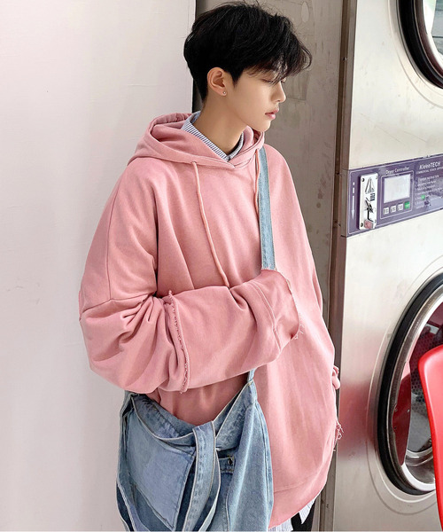 neos（ネオス）の「【neos -addictive design-】ビッグシルエット ミニ裏毛 ダメージ プルパーカー（パーカー・メンズ・グレー/レッド/ブルー/ピンク/パープル/ブラック/チャコールグレー/ホワイト・MEDIUM/LARGE/X-LARGE）」の7枚目の写真