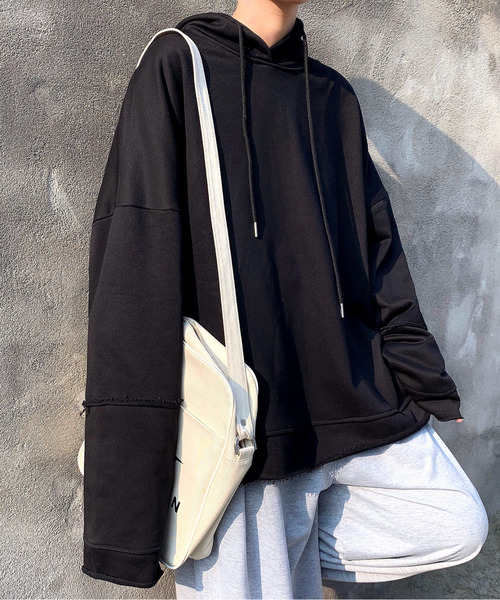 neos（ネオス）の「【neos -addictive design-】ビッグシルエット ミニ裏毛 ダメージ プルパーカー（パーカー・メンズ・グレー/レッド/ブルー/ピンク/パープル/ブラック/チャコールグレー/ホワイト・MEDIUM/LARGE/X-LARGE）」の3枚目の写真