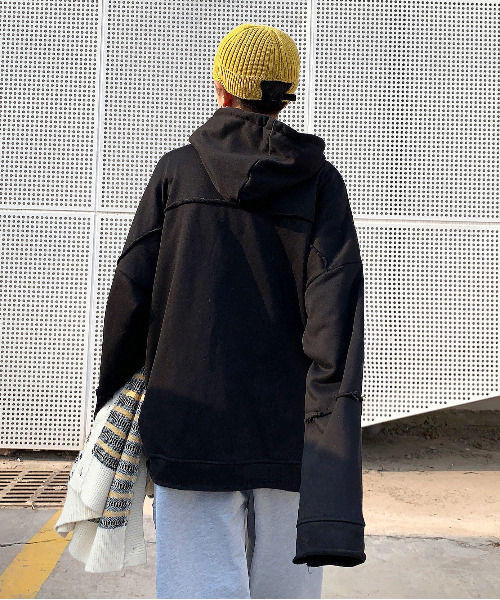 neos（ネオス）の「【neos -addictive design-】ビッグシルエット ミニ裏毛 ダメージ プルパーカー（パーカー・メンズ・グレー/レッド/ブルー/ピンク/パープル/ブラック/チャコールグレー/ホワイト・MEDIUM/LARGE/X-LARGE）」の11枚目の写真