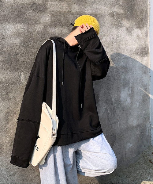 neos（ネオス）の「【neos -addictive design-】ビッグシルエット ミニ裏毛 ダメージ プルパーカー（パーカー・メンズ・グレー/レッド/ブルー/ピンク/パープル/ブラック/チャコールグレー/ホワイト・MEDIUM/LARGE/X-LARGE）」の12枚目の写真