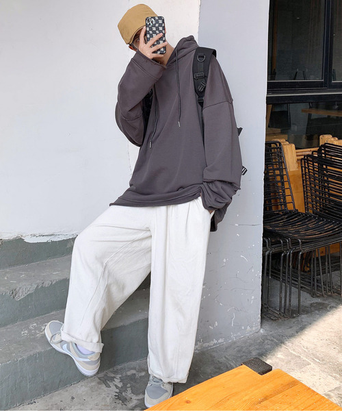 neos（ネオス）の「【neos -addictive design-】ビッグシルエット ミニ裏毛 ダメージ プルパーカー（パーカー・メンズ・グレー/レッド/ブルー/ピンク/パープル/ブラック/チャコールグレー/ホワイト・MEDIUM/LARGE/X-LARGE）」の14枚目の写真