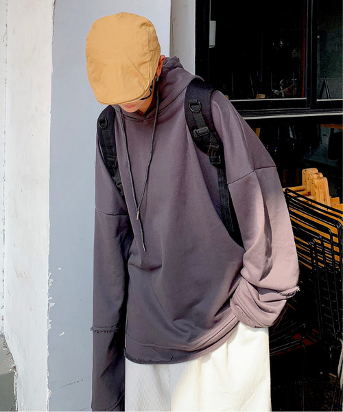 neos（ネオス）の「【neos -addictive design-】ビッグシルエット ミニ裏毛 ダメージ プルパーカー（パーカー・メンズ・グレー/レッド/ブルー/ピンク/パープル/ブラック/チャコールグレー/ホワイト・MEDIUM/LARGE/X-LARGE）」の16枚目の写真