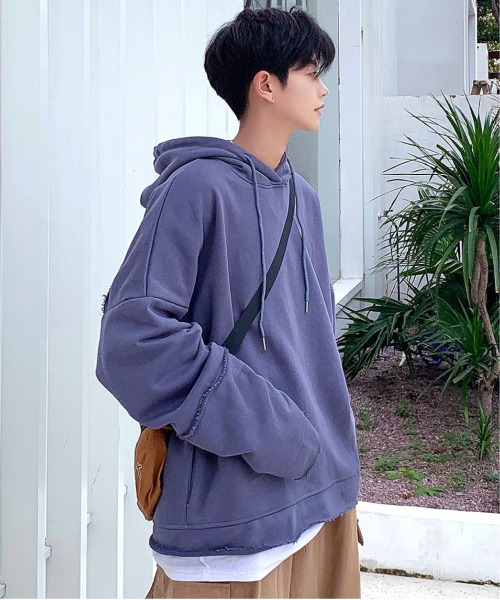 neos（ネオス）の「【neos -addictive design-】ビッグシルエット ミニ裏毛 ダメージ プルパーカー（パーカー・メンズ・グレー/レッド/ブルー/ピンク/パープル/ブラック/チャコールグレー/ホワイト・MEDIUM/LARGE/X-LARGE）」の22枚目の写真