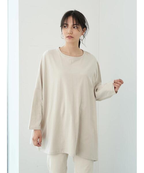 AMERICAN HOLIC(アメリカンホリック)の「アシンメトリーカットチュニック *(Tシャツ/カットソー・レディース・ライトグレー/ブラック/ブラウン/キャメル・FREE)」の7枚目の写真