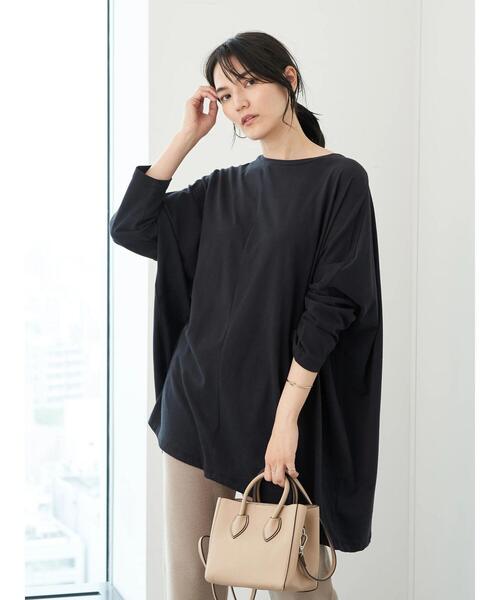 AMERICAN HOLIC(アメリカンホリック)の「アシンメトリーカットチュニック *(Tシャツ/カットソー・レディース・ライトグレー/ブラック/ブラウン/キャメル・FREE)」の2枚目の写真