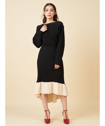 ROYAL PARTY | アシメオフショルニットワンピース(ワンピース)