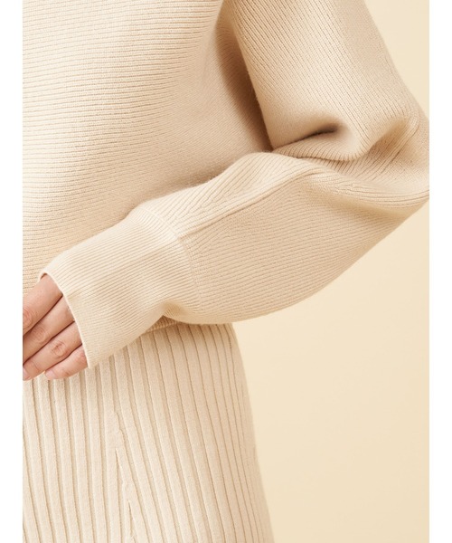 ROYAL PARTY（ロイヤルパーティー）の「アシメオフショルニットワンピース（ワンピース・レディース・ブラック/オフホワイト/ブルー・FREE）」の9枚目の写真