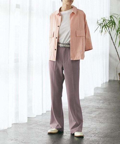 EMMA CLOTHES（エマクローズ）の「梨地ルーズリラックスワンタックフレアスラックスパンツ /EMMA CLOTHES（スラックス・メンズ・ブラウン系その他/ダークネイビー/ダークブラウン/グリーン系その他/ブラック/ベージュ系その他/グレー系その他/グレイッシュベージュ/ライラック・M/L）」の20枚目の写真