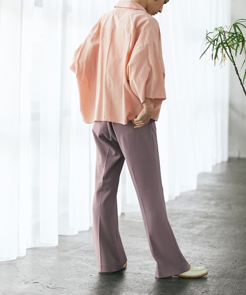 EMMA CLOTHES（エマクローズ）の「梨地ルーズリラックスワンタックフレアスラックスパンツ /EMMA CLOTHES（スラックス・メンズ・ブラウン系その他/ダークネイビー/ダークブラウン/グリーン系その他/ブラック/ベージュ系その他/グレー系その他/グレイッシュベージュ/ライラック・M/L）」の21枚目の写真