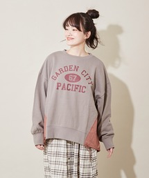 CUBE SUGAR（キューブシュガー）の「WEB限定 裏毛 リメイク風 カレッジプリント スウェット プルオーバー（スウェット）」